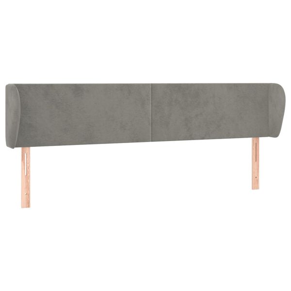 vidaXL T&ecirc;te de lit avec oreilles Gris clair 203x23x78/88 cm Velours