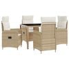 vidaXL Ensemble de repas ext&eacute;rieur 5 pc Beige et blanc cr&egrave;me polyrotin