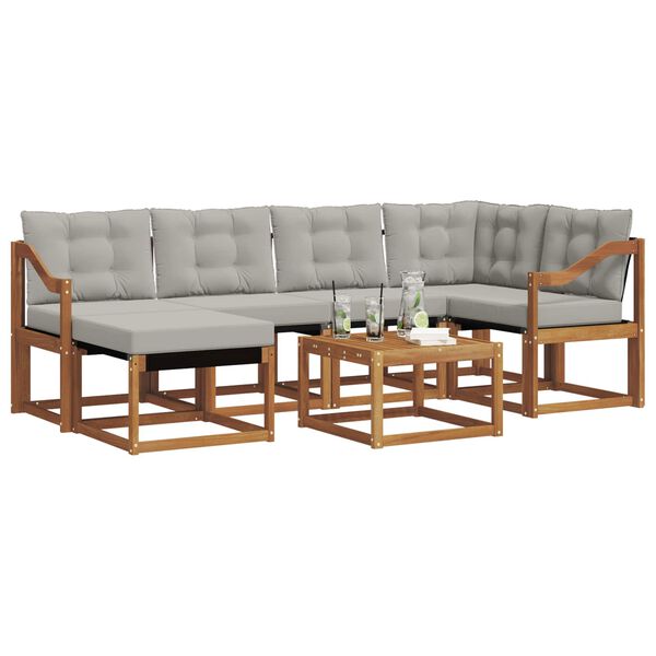 vidaXL Ensemble de canap&eacute;s d'ext&eacute;rieur 7 pcs Gris Naturel et Clair