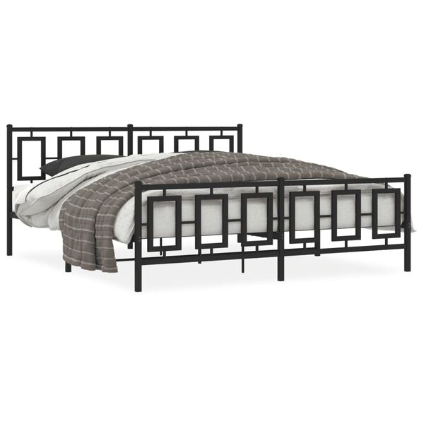 vidaXL Cadre de lit m&eacute;tal sans matelas avec pied de lit noir 183x213cm