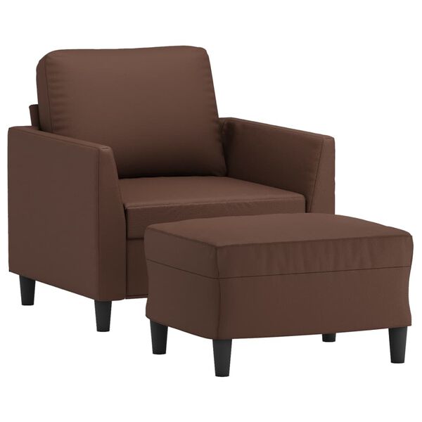 vidaXL Fauteuil avec repose-pied Marron 60 cm Similicuir