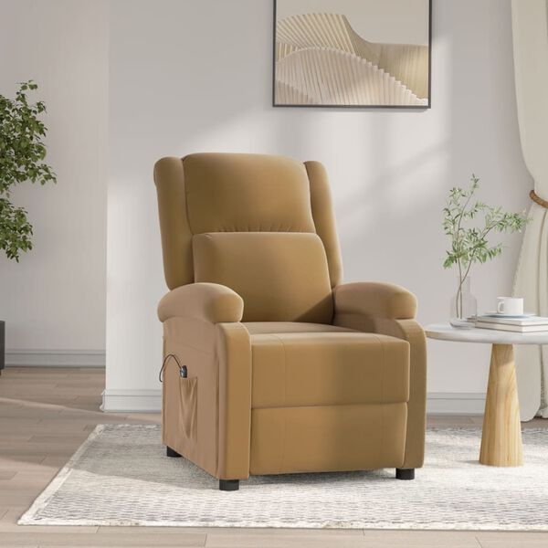 vidaXL Fauteuil inclinable &eacute;lectrique Marron Velours