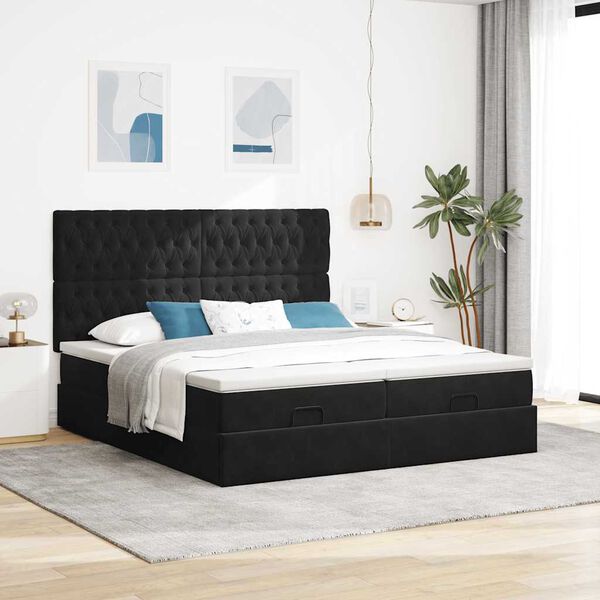 VidaXL Cadre de lit ottoman avec matelas noir 160x200 cm velours