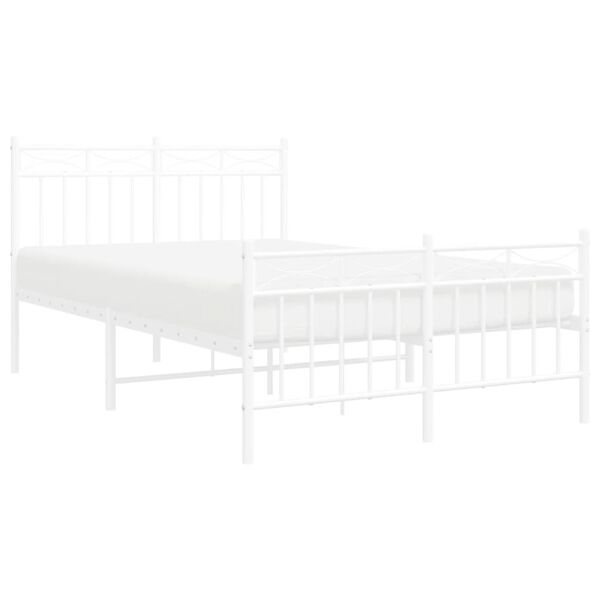 vidaXL Cadre de lit m&eacute;tal sans matelas et pied de lit blanc 120x190 cm