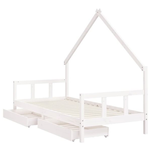 vidaXL Cadre de lit d'enfants tiroirs blanc 90x190 cm bois pin massif