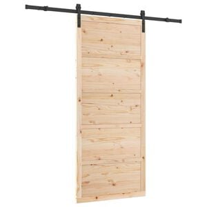 vidaXL Porte coulissante Naturel 90 x 208 cm Bois de pin massif