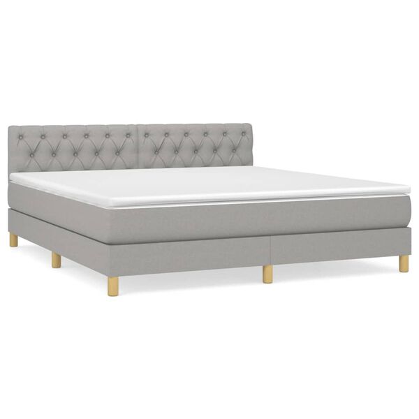 vidaXL Sommier &agrave; lattes de lit avec matelas Gris clair 160x200cm Tissu