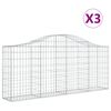 vidaXL Paniers &agrave; gabions arqu&eacute;s 3 pcs 200x30x80/100 cm Fer galvanis&eacute;
