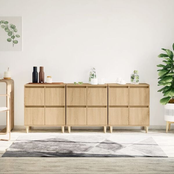 vidaXL Buffets 3 pcs ch&ecirc;ne sonoma 60x35x70 cm bois d'ing&eacute;nierie