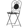 vidaXL Chaises de bistro pliables lot de 2 noir et blanc céramique