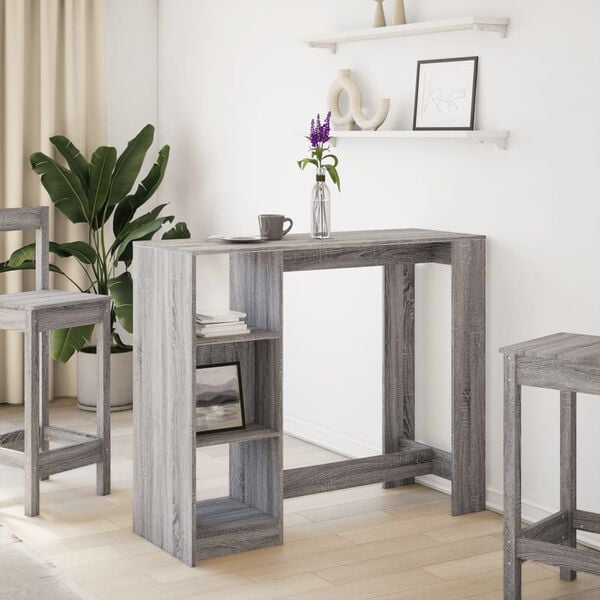 vidaXL Table de bar avec étagère sonoma gris bois d'ingénierie