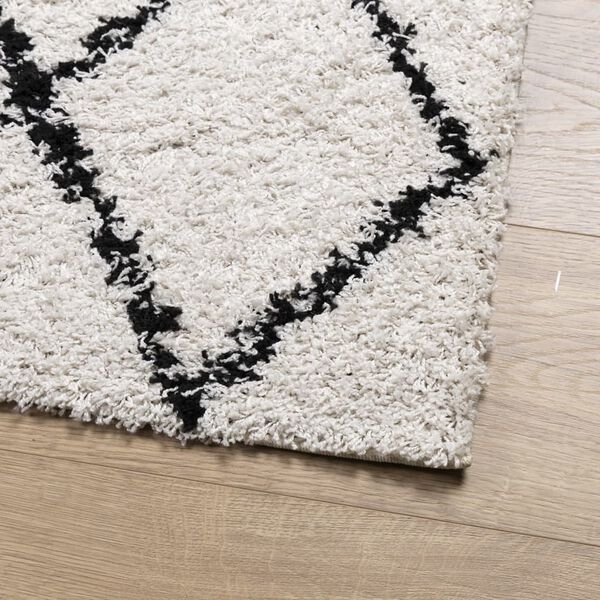 vidaXL Tapis shaggy &agrave; poils longs moderne cr&egrave;me et noir 200x280 cm