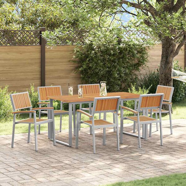 vidaXL Ensemble de salle à manger pour jardin 7 pcs Gris