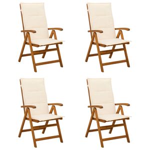 vidaXL Chaises de jardin inclinables 4 pc Naturel Bois d'Acacia Massif