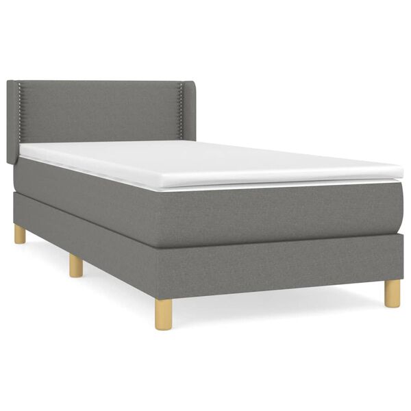 vidaXL Sommier &agrave; lattes de lit avec matelas Gris fonc&eacute; 100x200cm Tissu