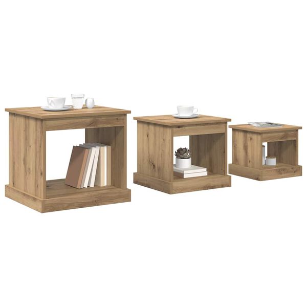 vidaXL Table basse 3 pcs Ch&ecirc;ne artisanal Bois d'ing&eacute;nierie