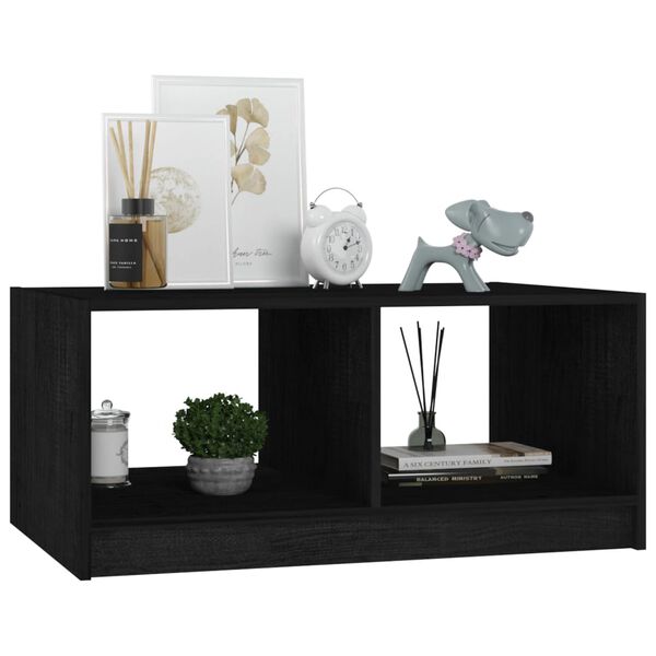 vidaXL Table basse noir 75x50x33,5 cm bois de pin massif