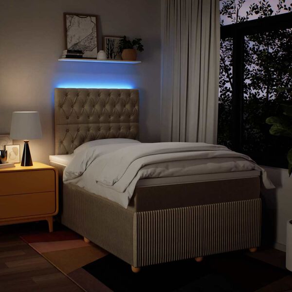 vidaXL Sommier &agrave; lattes de lit avec matelas Cr&egrave;me 120x200 cm Tissu