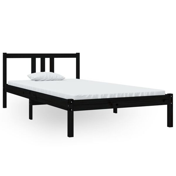 vidaXL Cadre de lit sans matelas noir bois massif 100x200 cm