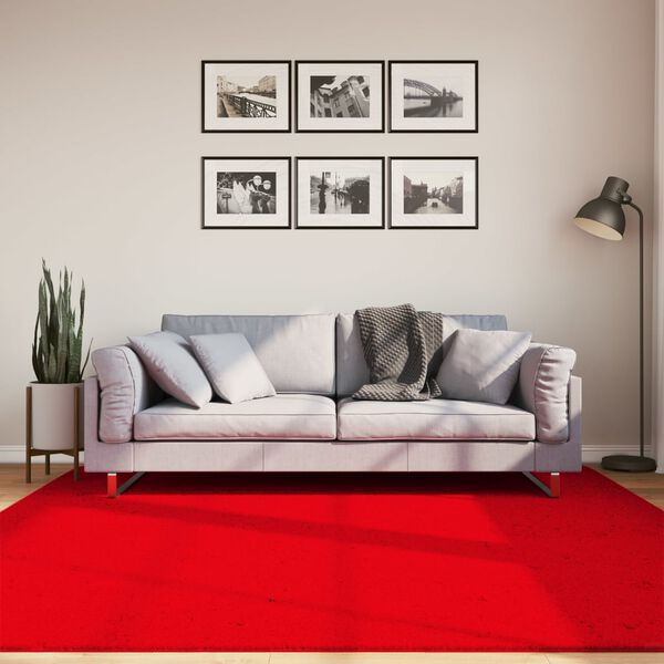 vidaXL Tapis HUARTE &agrave; poils courts doux et lavable rouge 200x200 cm