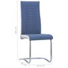 vidaXL Chaises &agrave; manger cantilever lot de 4 bleu tissu