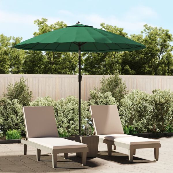 vidaXL Parasol d'ext&eacute;rieur avec m&acirc;t en aluminium 270 cm Vert