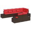 vidaXL Ensemble de canap&eacute; de jardin Marron et rouge Poly rotin
