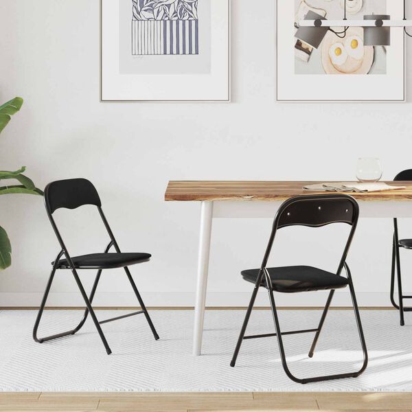 vidaXL Chaise pliante 2 pcs Noir 48 x 44 x 78 cm Velours