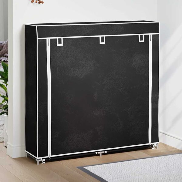 vidaXL Armoire &agrave; chaussures avec housse 115 x 28 x 110cm Tissu Noir