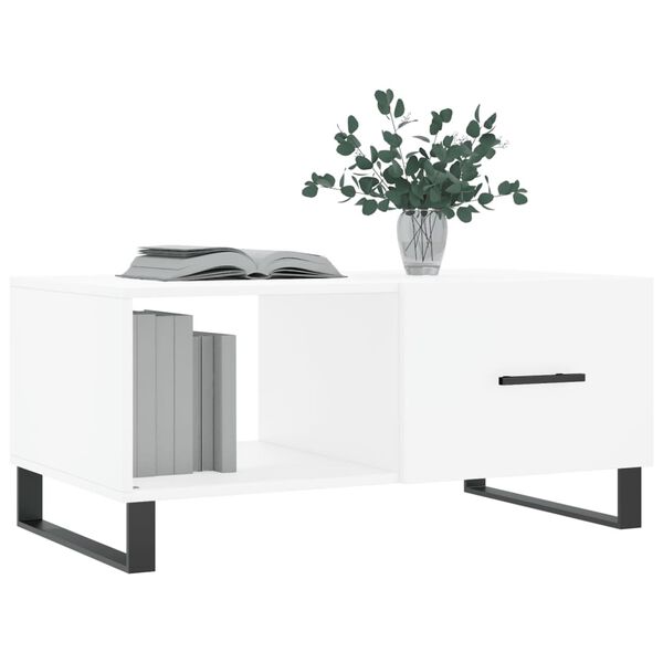 vidaXL Table basse blanc 90x50x40 cm bois d'ing&eacute;nierie