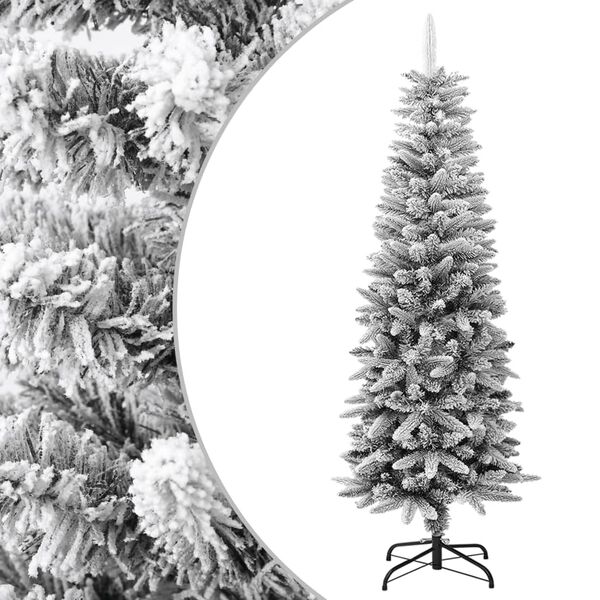 vidaXL Sapin de No&euml;l artificiel mince avec neige floqu&eacute;e 150 cm PVC/PE