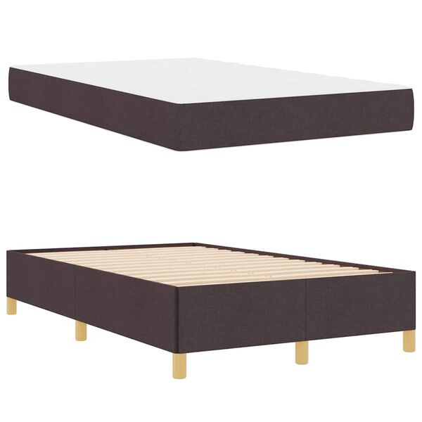 vidaXL Cadre de lit avec matelas Marron fonc&eacute; 120 x 190 cm tissu