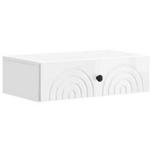 vidaXL Table d'appoint murale Blanc brillant 59 x 34,5 x 17 cm