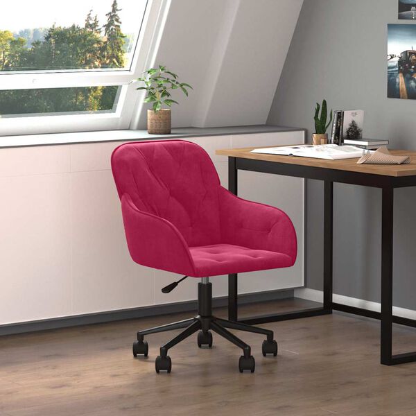 vidaXL Chaise pivotante de bureau Rouge bordeaux Velours