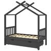 vidaXL Cadre de lit enfant avec tiroir gris fonc&eacute; pin massif 70x140 cm