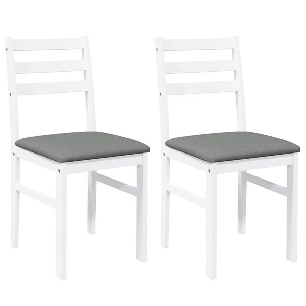 vidaXL Chaises à manger coussins 2 pcs blanc bois massif caoutchouc