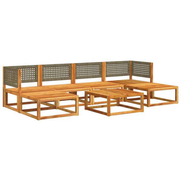 vidaXL Ensemble de canapés de jardin 7 pièces avec coussins en bois d'acacia et rotin