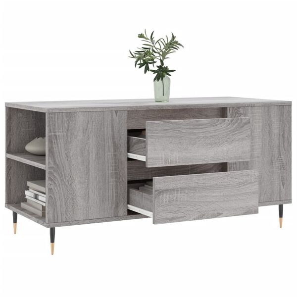 vidaXL Table basse sonoma gris 102x44,5x50 cm bois d'ing&eacute;nierie
