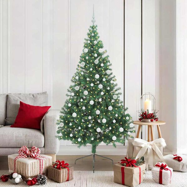 vidaXL Sapin de No&euml;l artificiel pr&eacute;-&eacute;clair&eacute; Vert 180 cm PVC