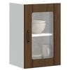 vidaXL Armoire murale de cuisine et porte en verre Lucca ch&ecirc;ne marron