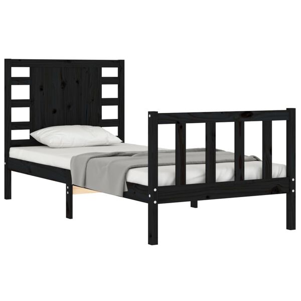 vidaXL Cadre de lit sans matelas noir bois de pin massif