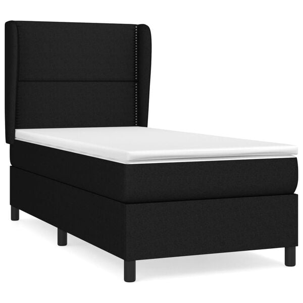 vidaXL Sommier &agrave; lattes de lit avec matelas Noir 100x200 cm Tissu