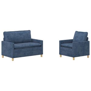 vidaXL Ensemble de Canap&eacute;s 2 pc Bleu Polyester