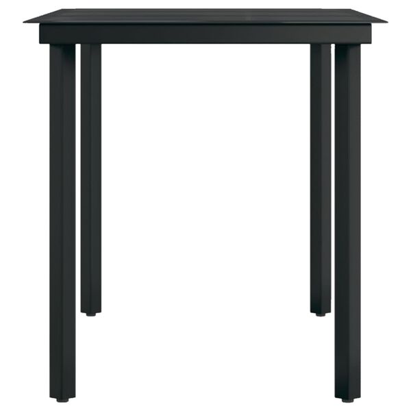 vidaXL Table &agrave; d&icirc;ner de jardin Noir 140x70x74 cm Acier et verre