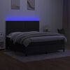 vidaXL Sommier &agrave; lattes de lit et matelas et LED Noir 180x200 cm Tissu