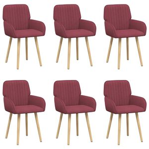 vidaXL Chaises de salle &agrave; manger 6 pc Tissu Bordeaux