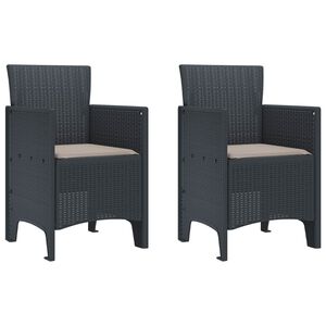 vidaXL Chaise de jardin 2 pc Anthracite Polypropyl&egrave;ne