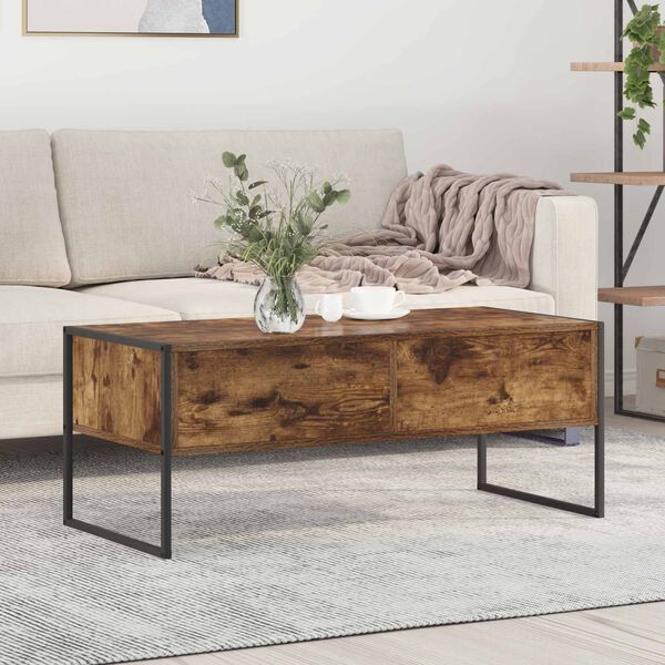 vidaXL Table basse Ch&ecirc;ne Fum&eacute; 100 x 46 x 40 cm Bois d'ing&eacute;nierie