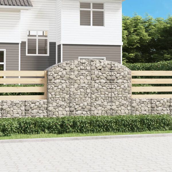 vidaXL Panier de gabions arqu&eacute; 200x50x140/160 cm Fer galvanis&eacute;