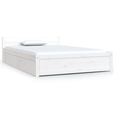vidaXL Cadre de lit avec tiroirs Blanc 120x190 cm Petit double